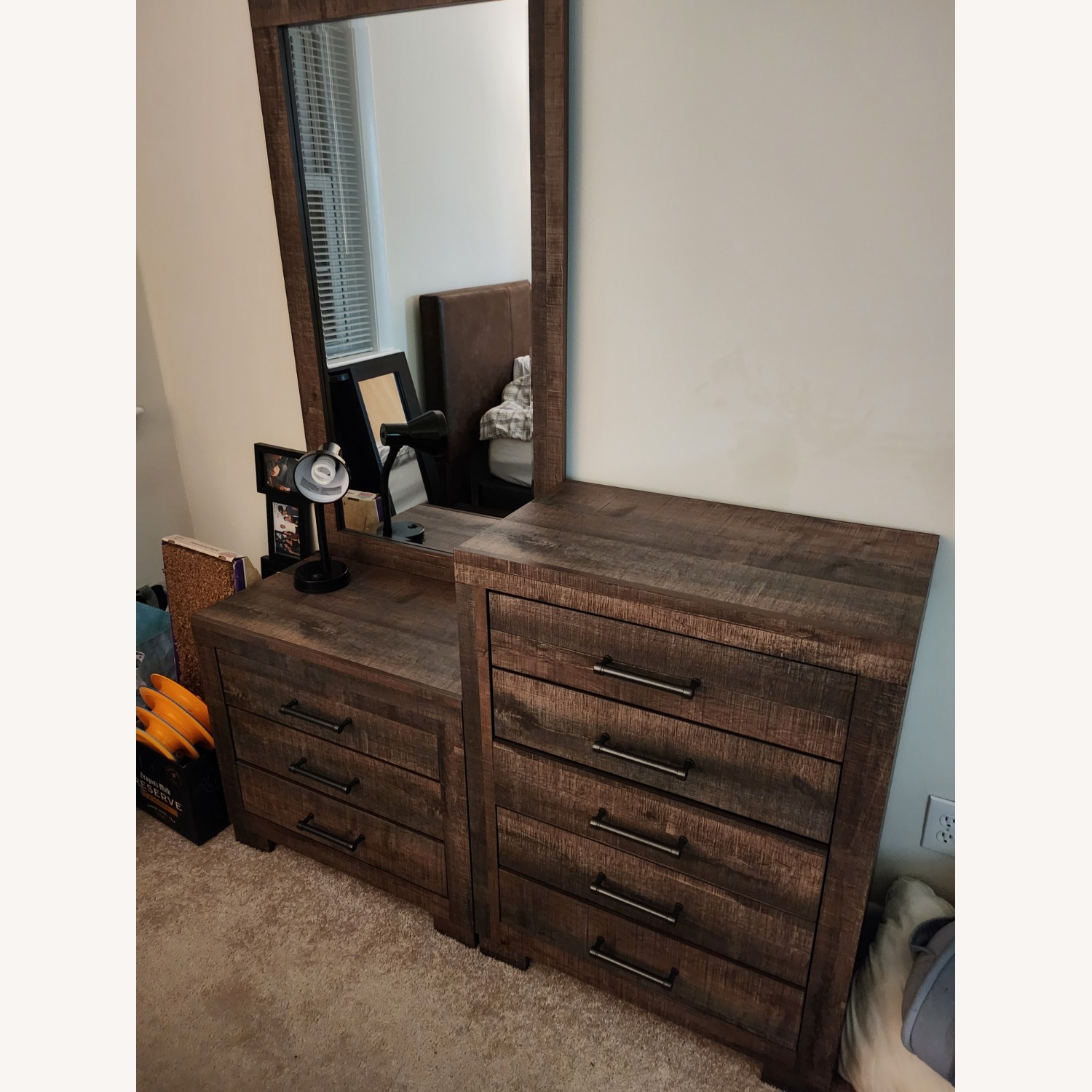 Bob's Discount Furniture Dark Brown Wood Dresser - image-1