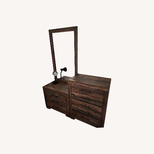 Used Bob's Discount Furniture Dark Brown Wood Dresser for sale on AptDeco