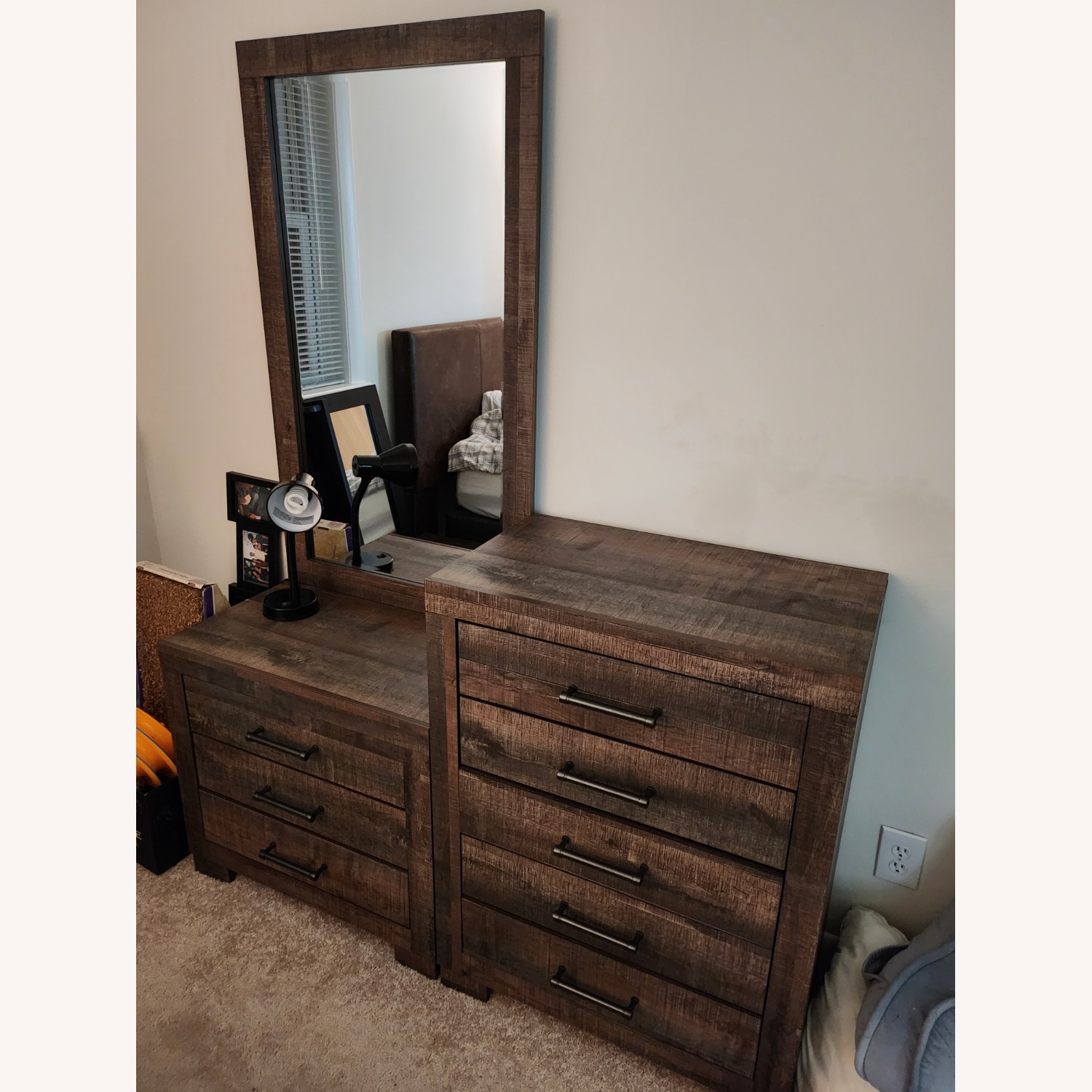 Bob's Discount Furniture Dark Brown Wood Dresser - image-2