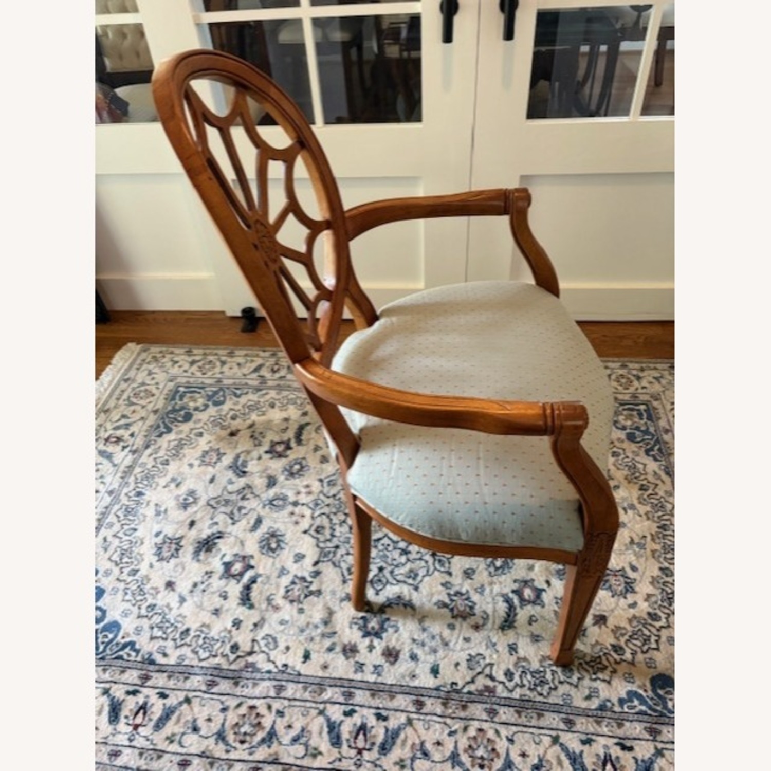 Spiderback Accent Arm Chair Blue Fabric - image-3