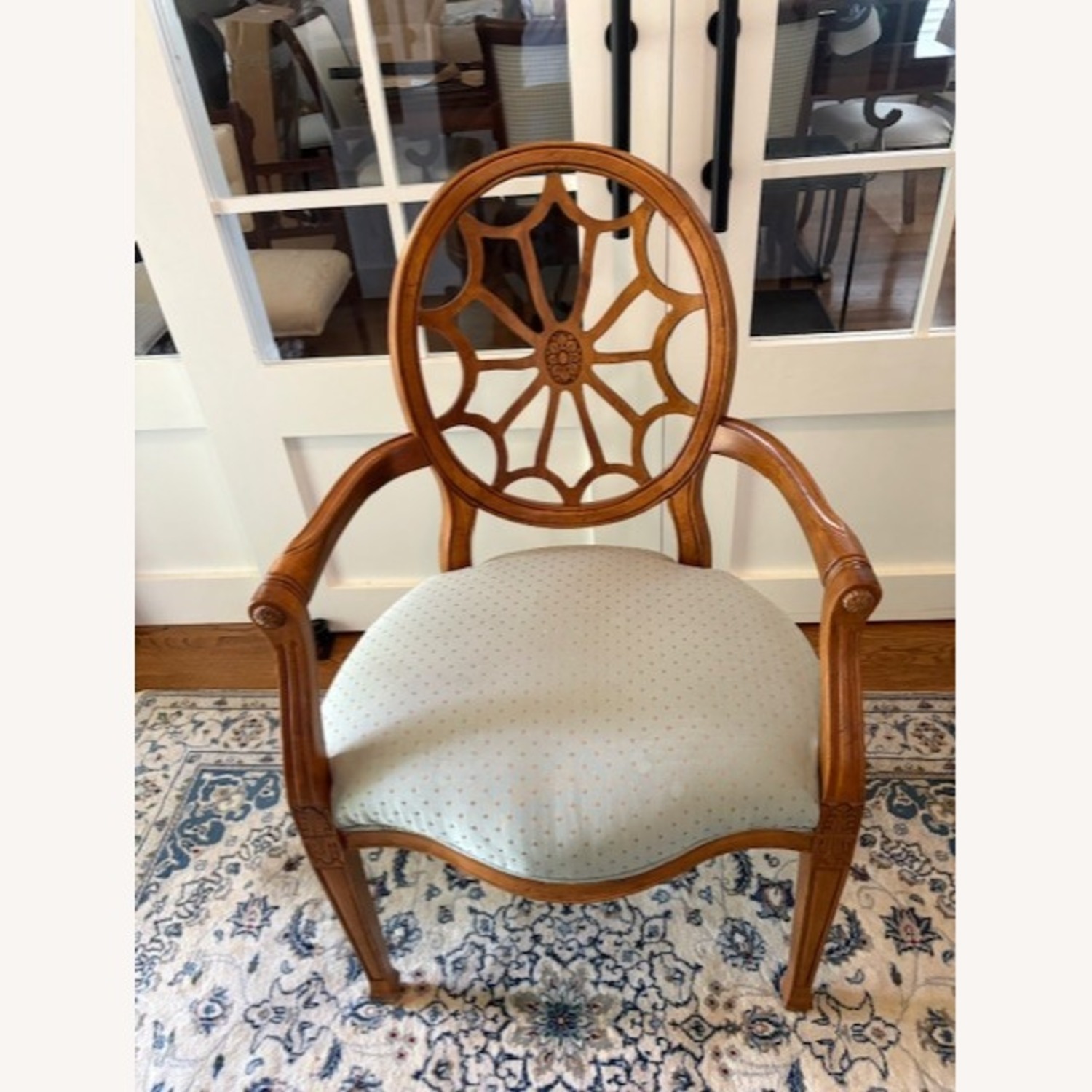 Spiderback Accent Arm Chair Blue Fabric - image-1