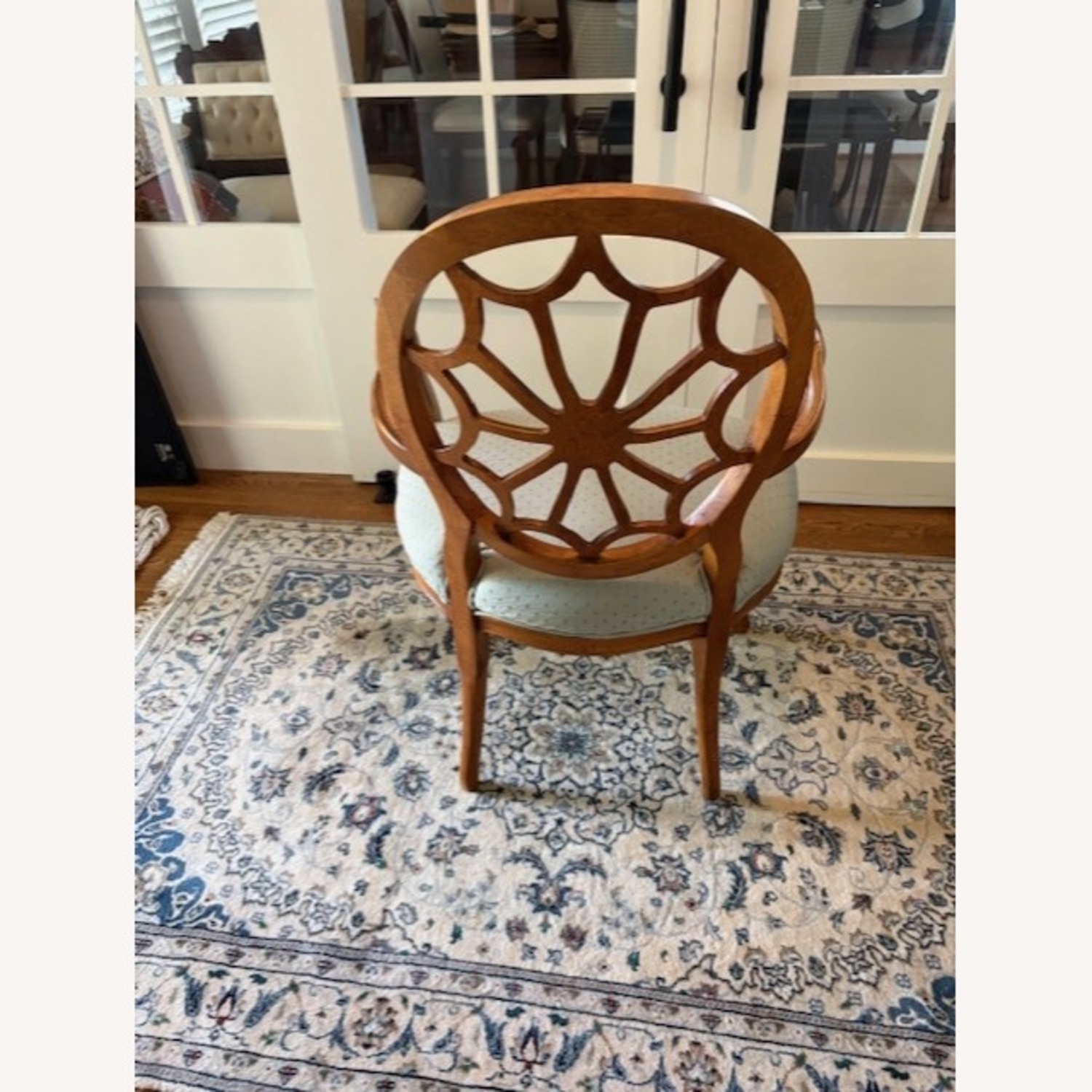 Spiderback Accent Arm Chair Blue Fabric - image-2