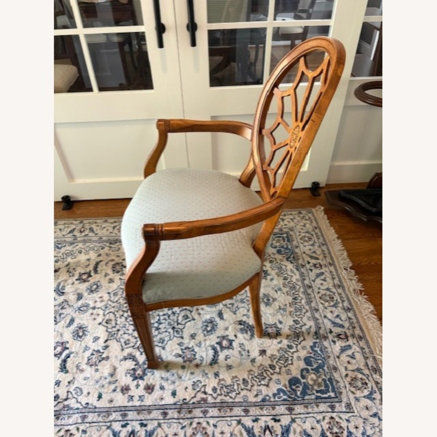 Spiderback Accent Arm Chair Blue Fabric - image-4