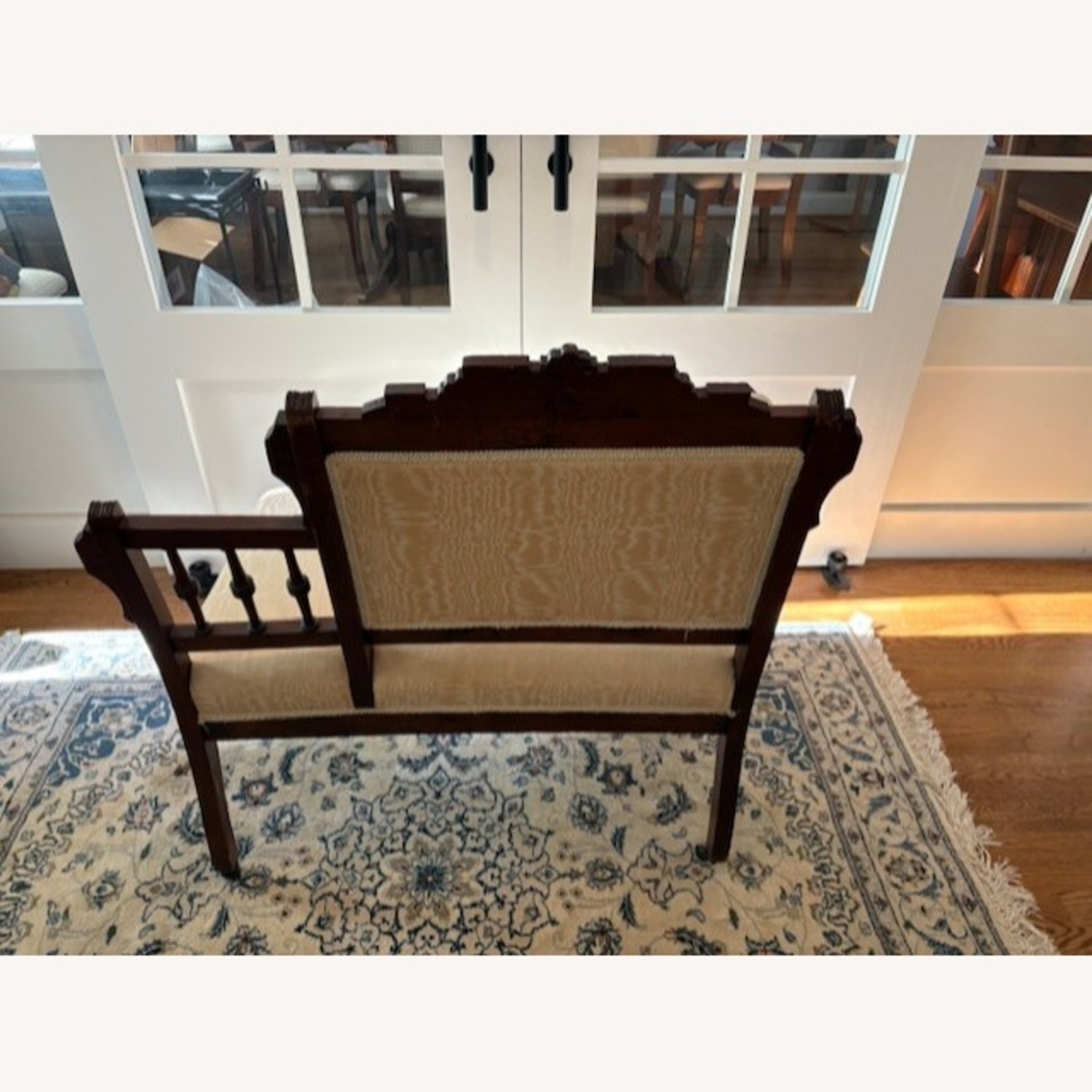  Single-Arm Settee / Boudoir Bench - Ivory Fabric - image-4