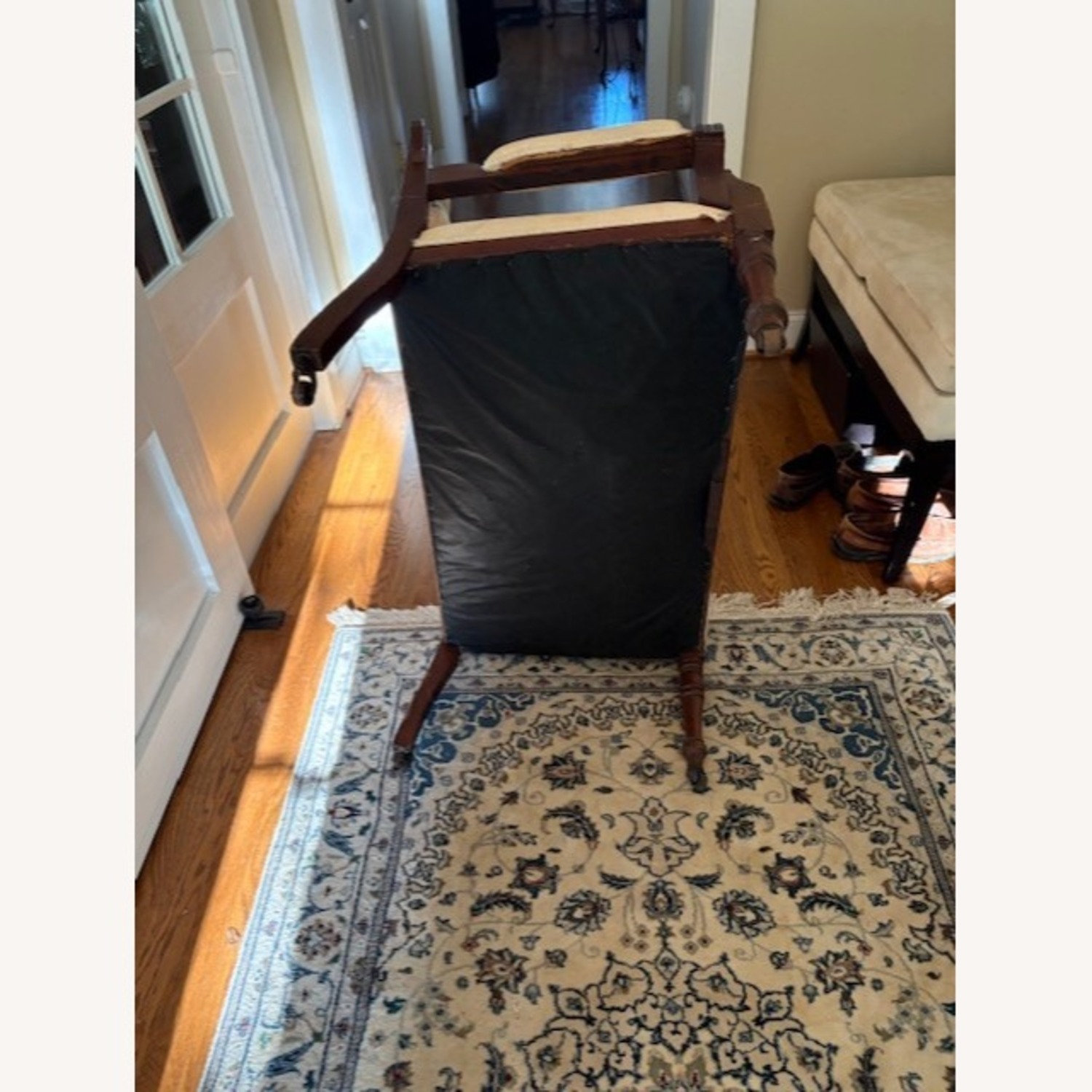  Single-Arm Settee / Boudoir Bench - Ivory Fabric - image-5