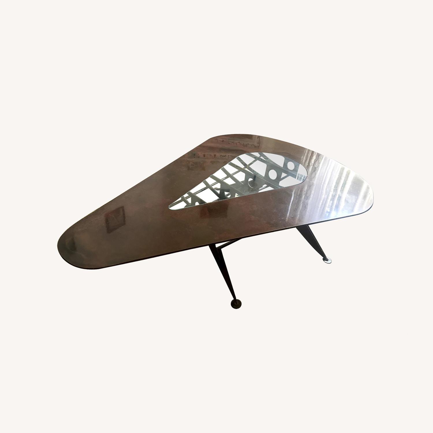 Dark Brown Wrought Iron and Glass Coffee Table - image-0