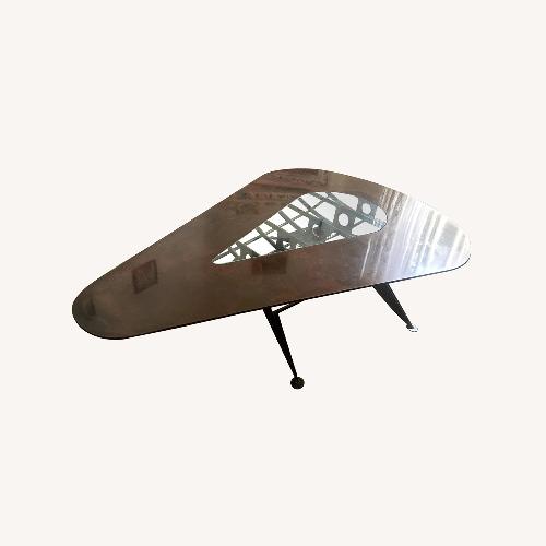 Used Dark Brown Wrought Iron and Glass Coffee Table for sale on AptDeco