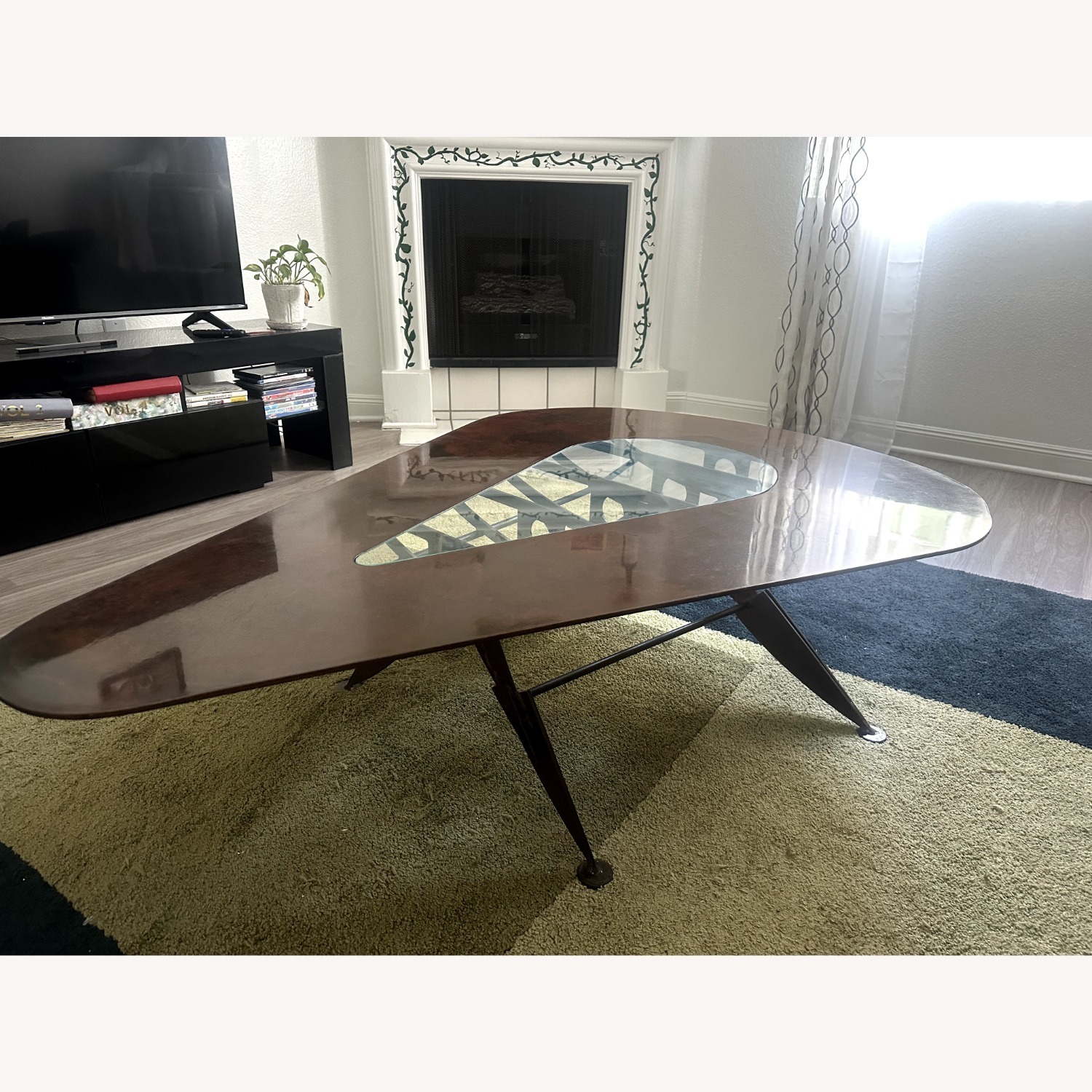 Dark Brown Wrought Iron and Glass Coffee Table - image-5