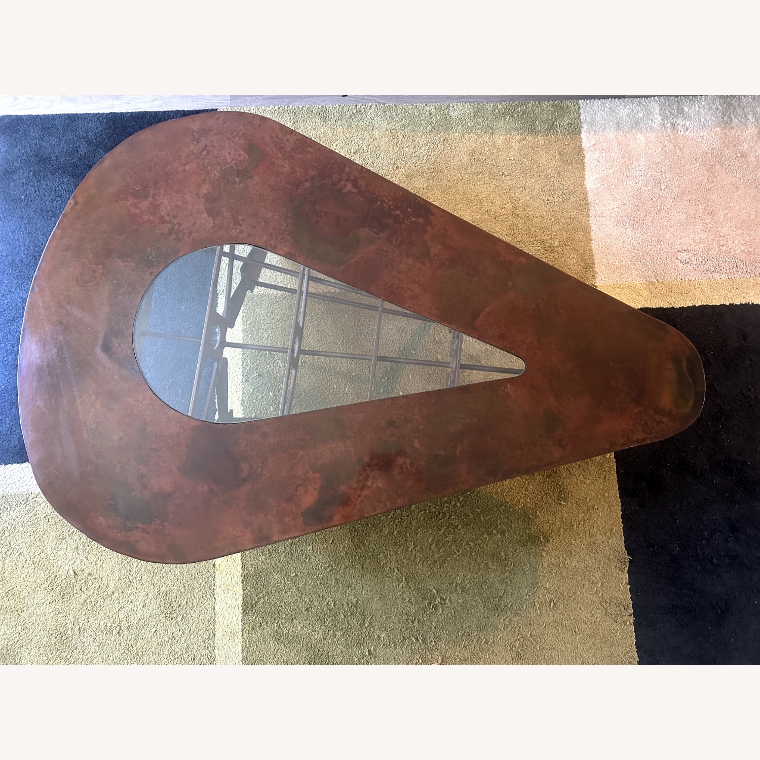 Dark Brown Wrought Iron and Glass Coffee Table - image-4