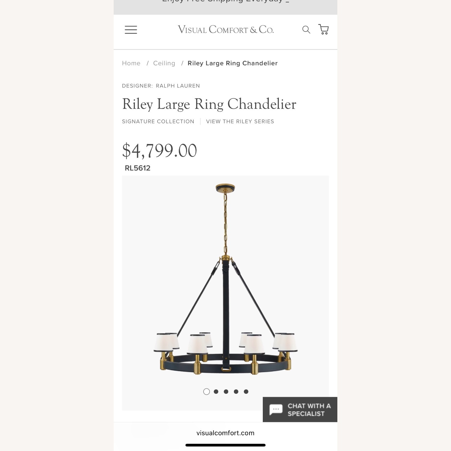 Ralph Lauren Blue Brass Ceiling Lamp - image-1