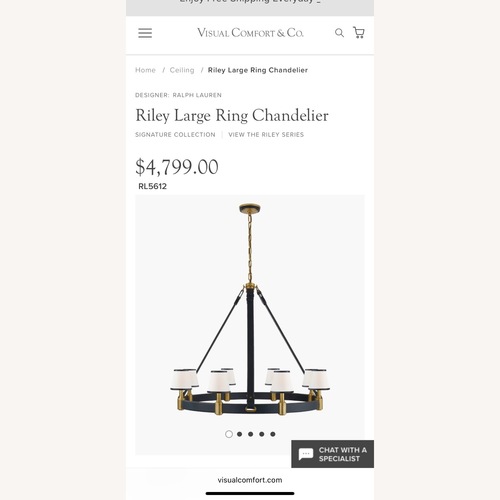 Used Ralph Lauren Blue Brass Ceiling Lamp for sale on AptDeco