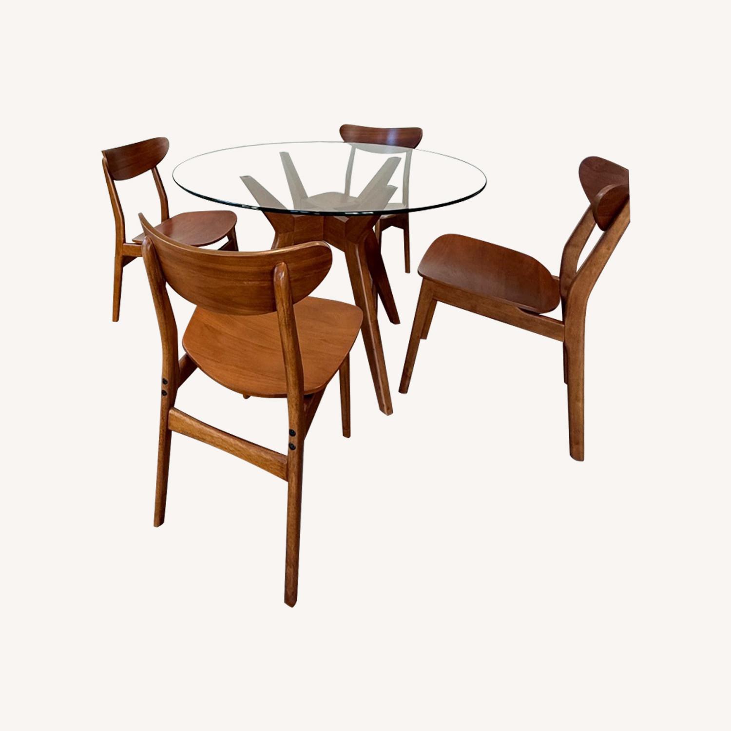 West Elm Dark Brown Wood Table + 4 Chairs - image-0