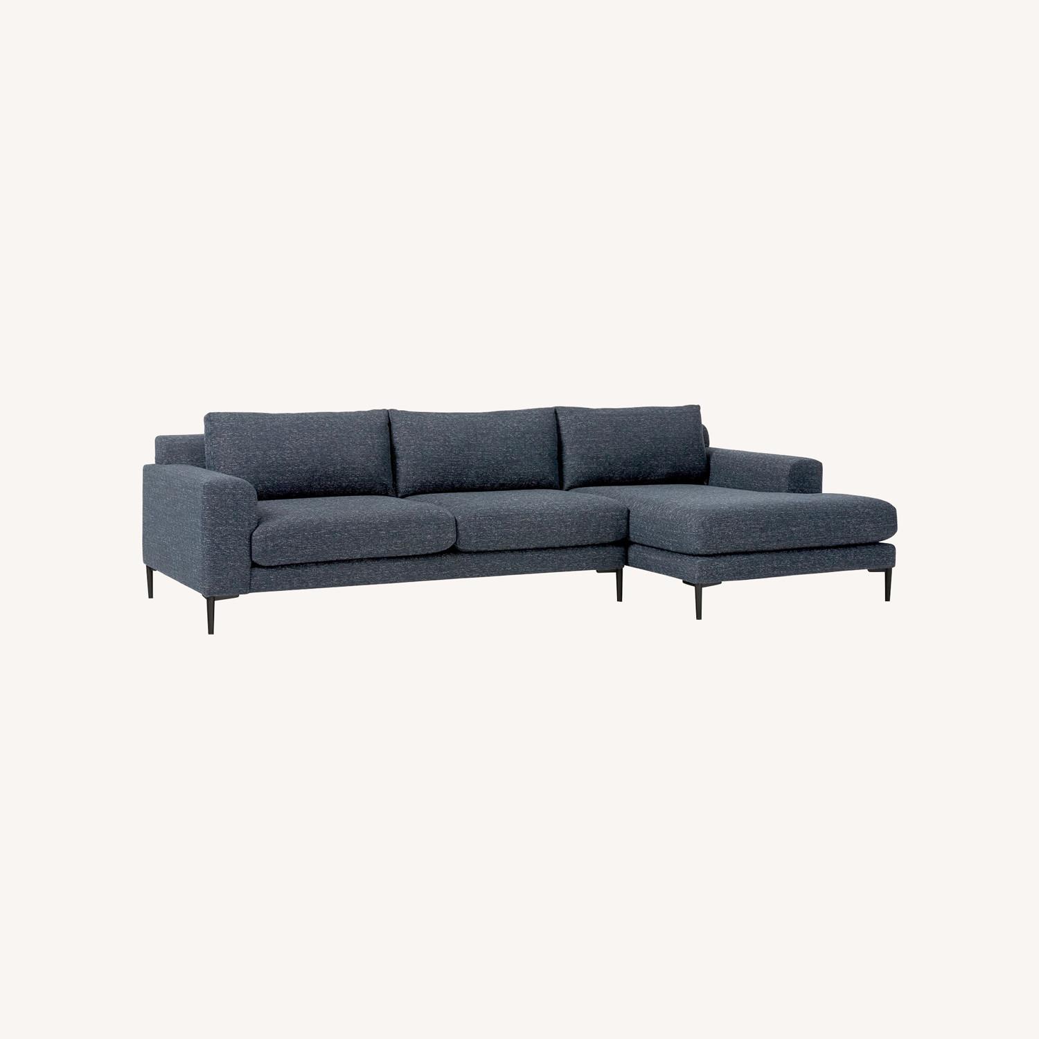 West Elm Hargrove Blue Fabric Chaise Lounge - image-0