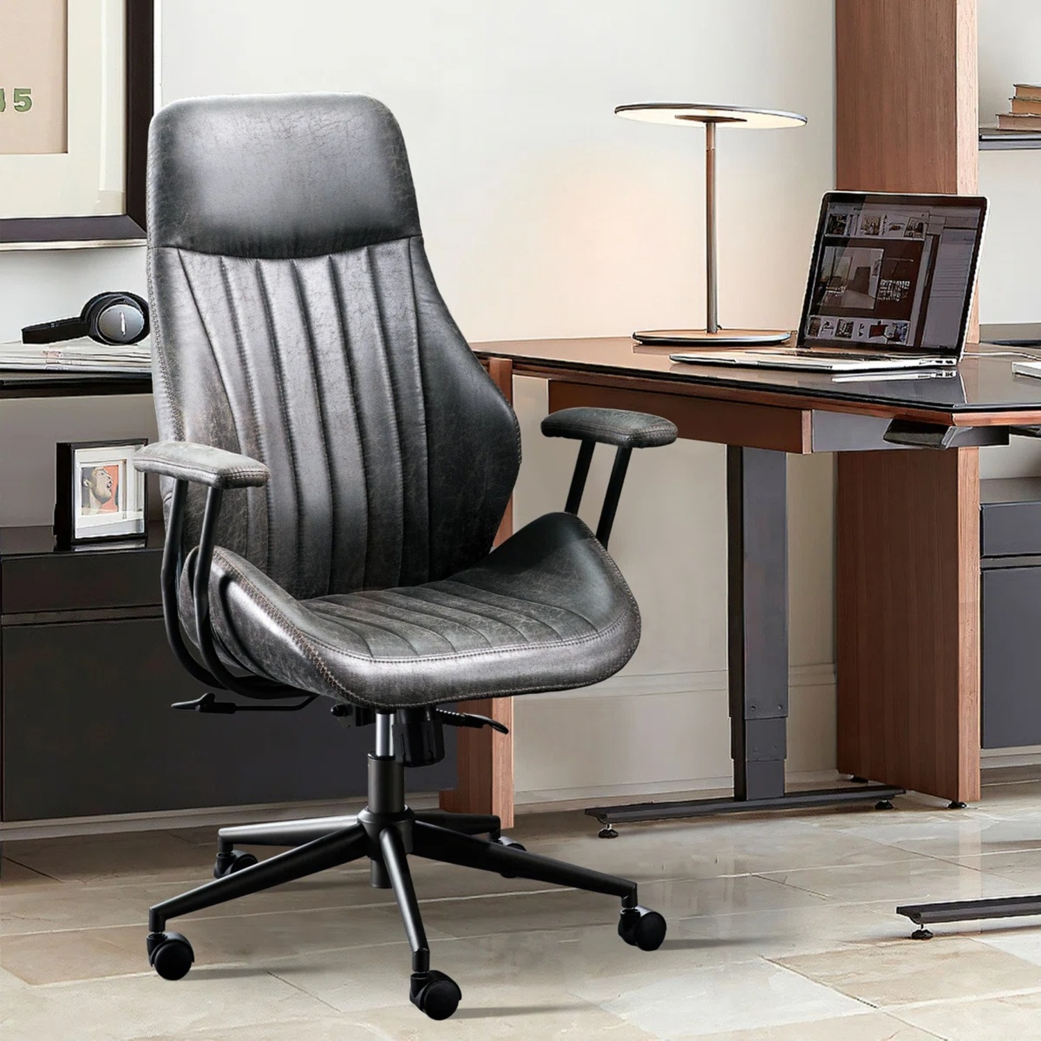 Wayfair Williston Forge Dark Gray Office Chair - image-4
