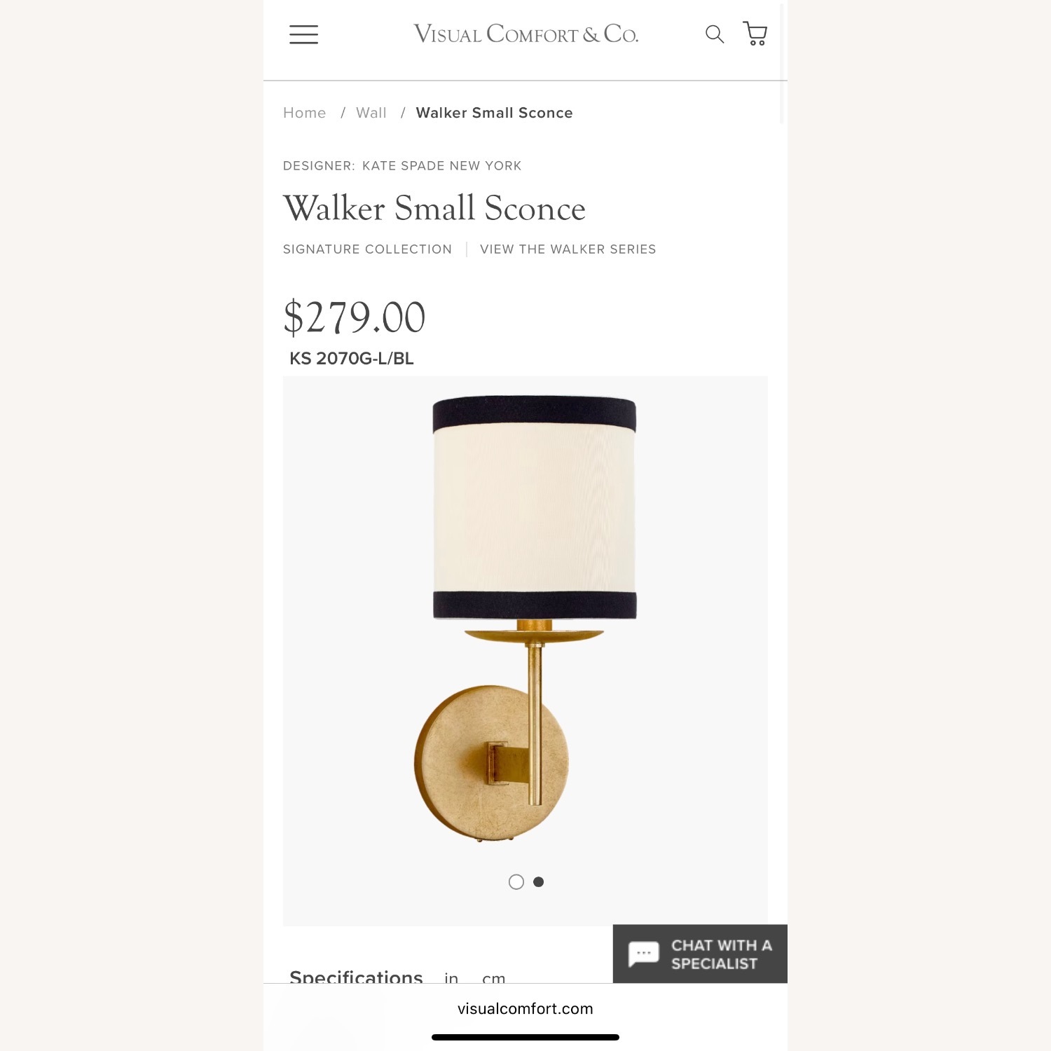 Visual Comfort Kate Spade Walker Wall Sconce - image-1