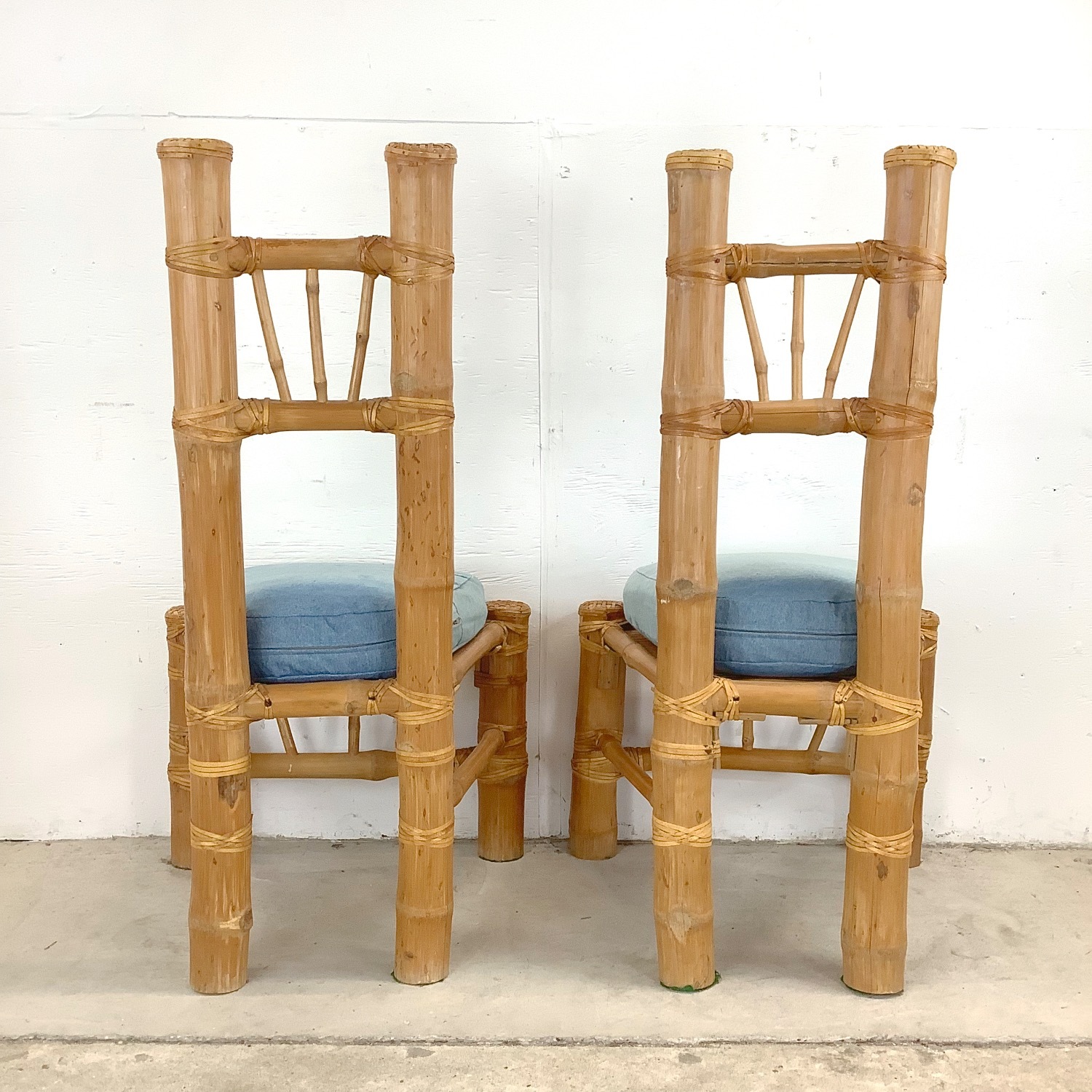 Pair Highback Bamboo Side Chairs - image-2
