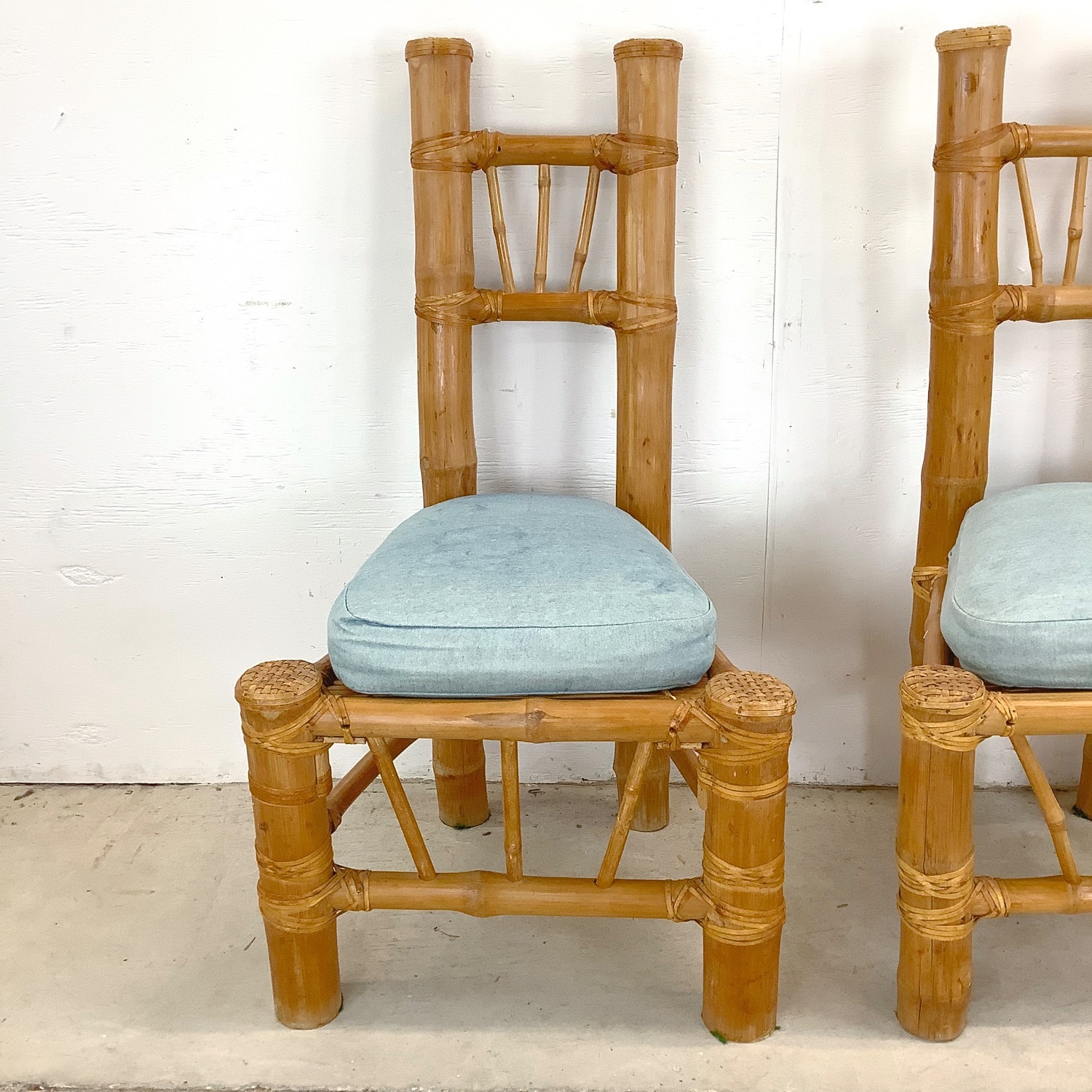 Pair Highback Bamboo Side Chairs - image-5