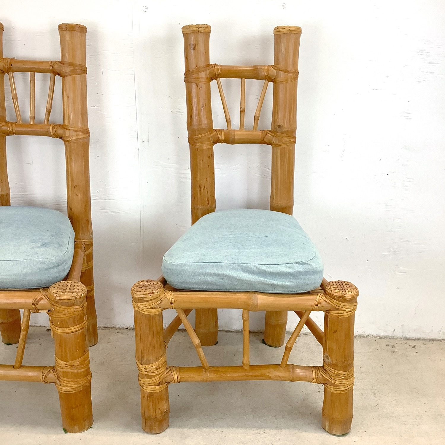 Pair Highback Bamboo Side Chairs - image-6