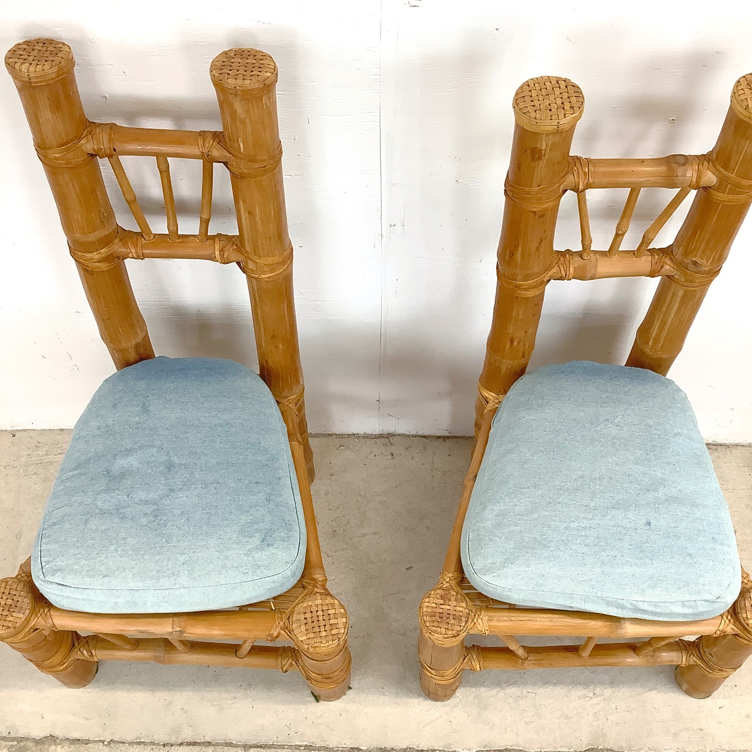 Pair Highback Bamboo Side Chairs - image-4