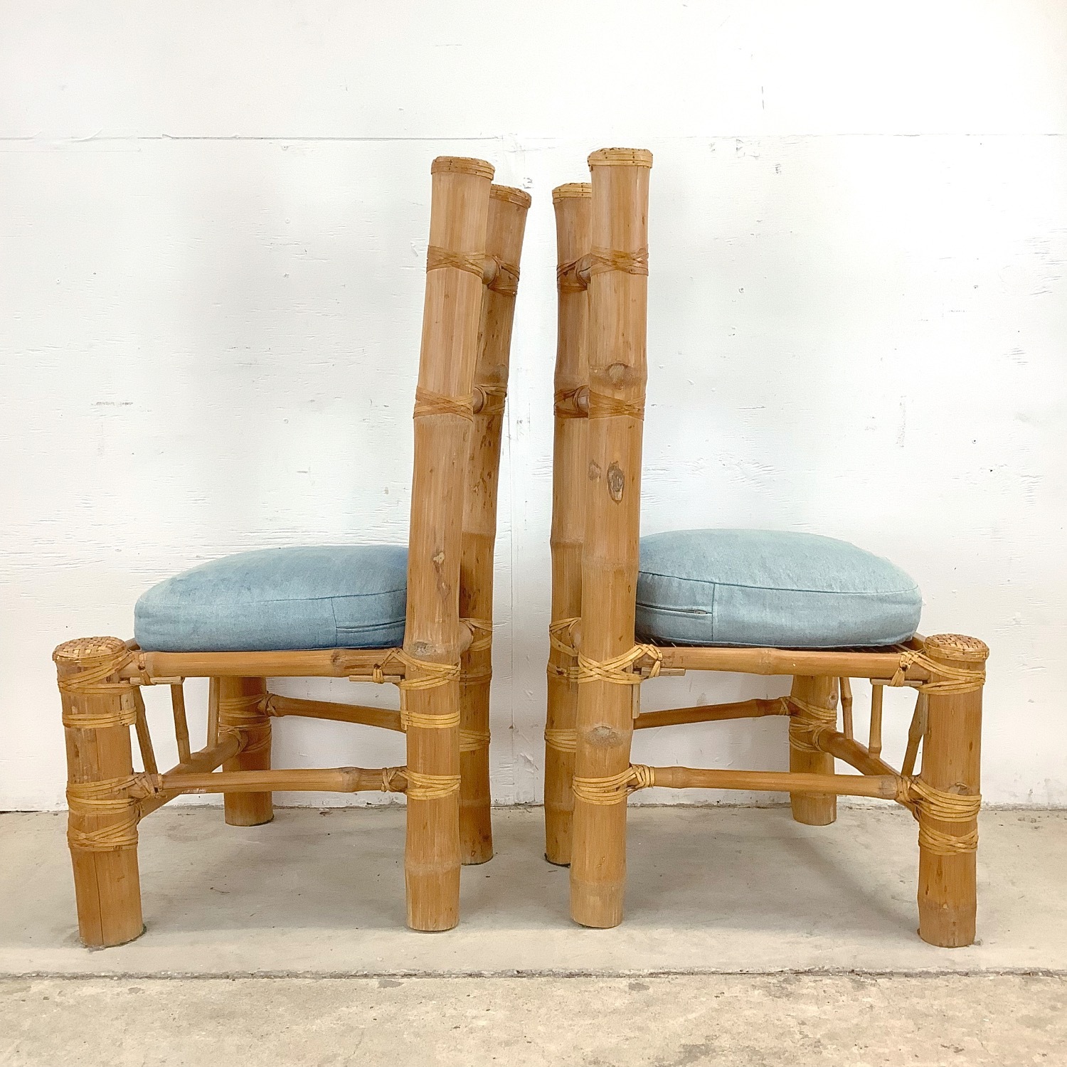 Pair Highback Bamboo Side Chairs - image-9