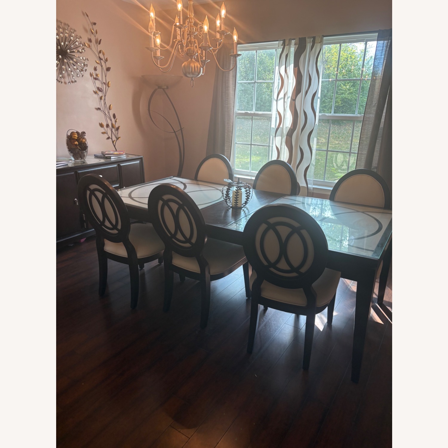 Posh & Luxe Dark Brown Leather Dining Set - image-1