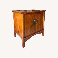 Vintage Hardwood Cabinet Brass Hardware