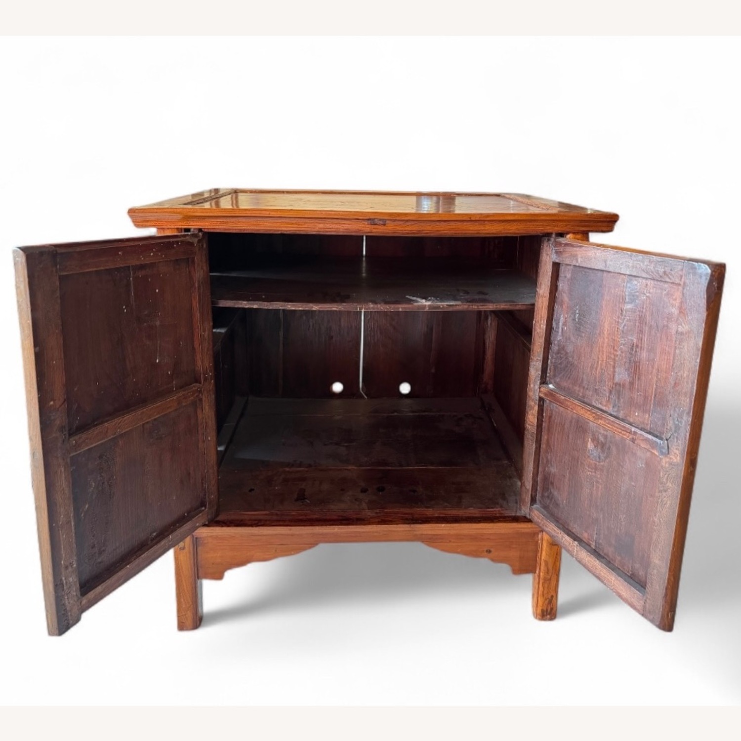 Vintage Hardwood Cabinet Brass Hardware - image-3