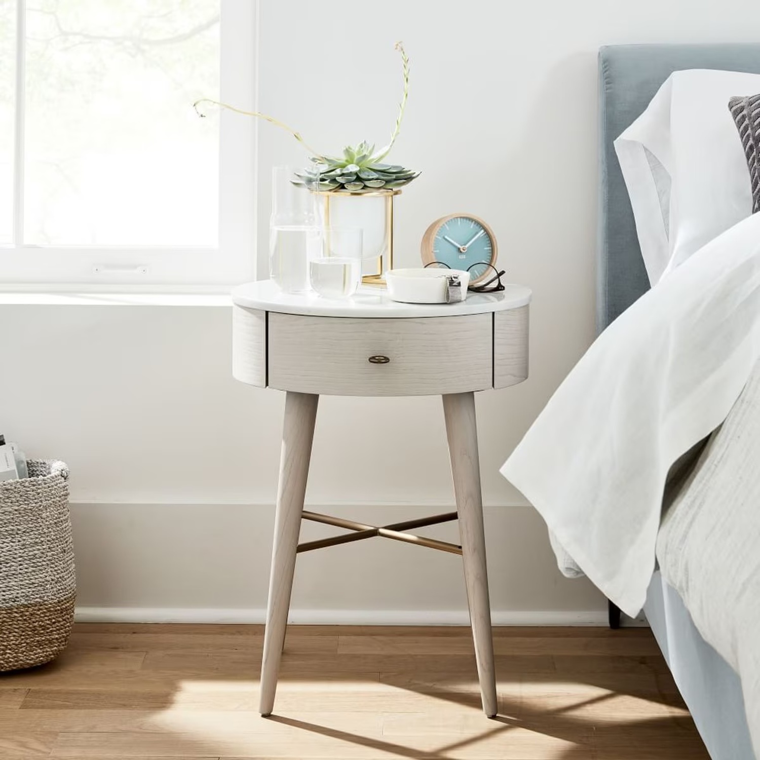 West Elm White Lacquer Nightstand 18” - image-5
