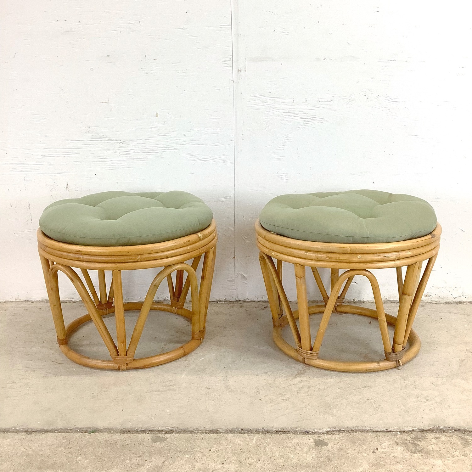 Vintage Rattan Footstools - image-1