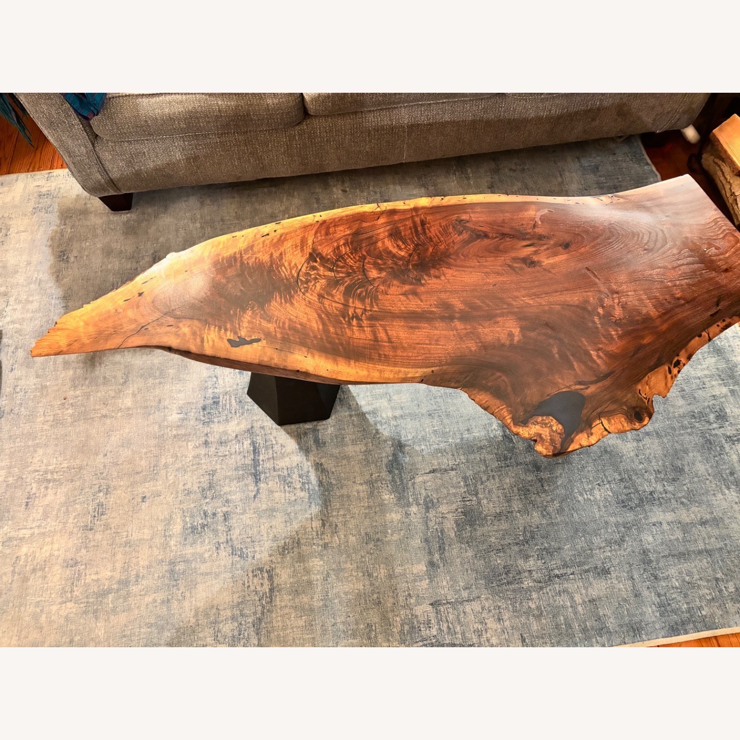 Custom Made Mango Wood Blue Epoxy Coffee Table - image-8