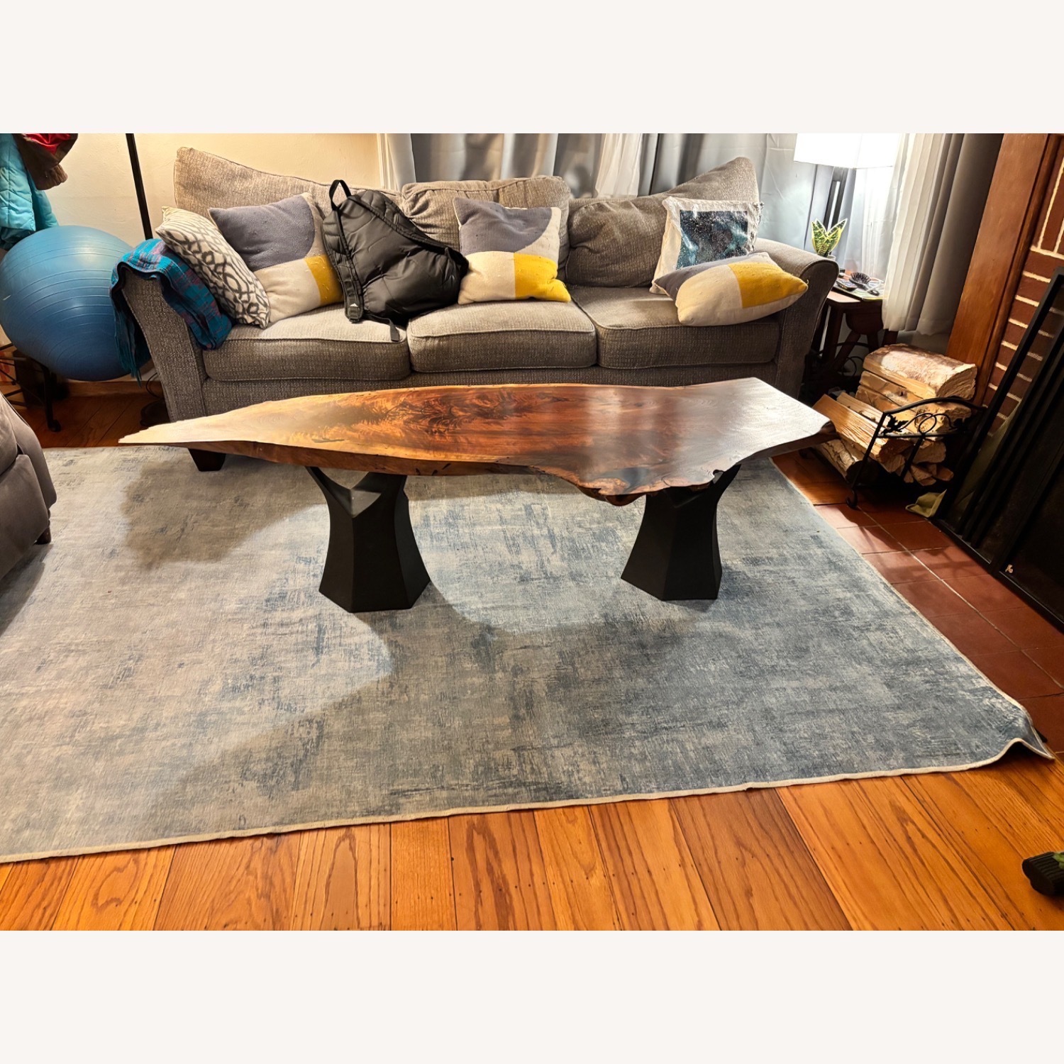 Custom Made Mango Wood Blue Epoxy Coffee Table - image-6