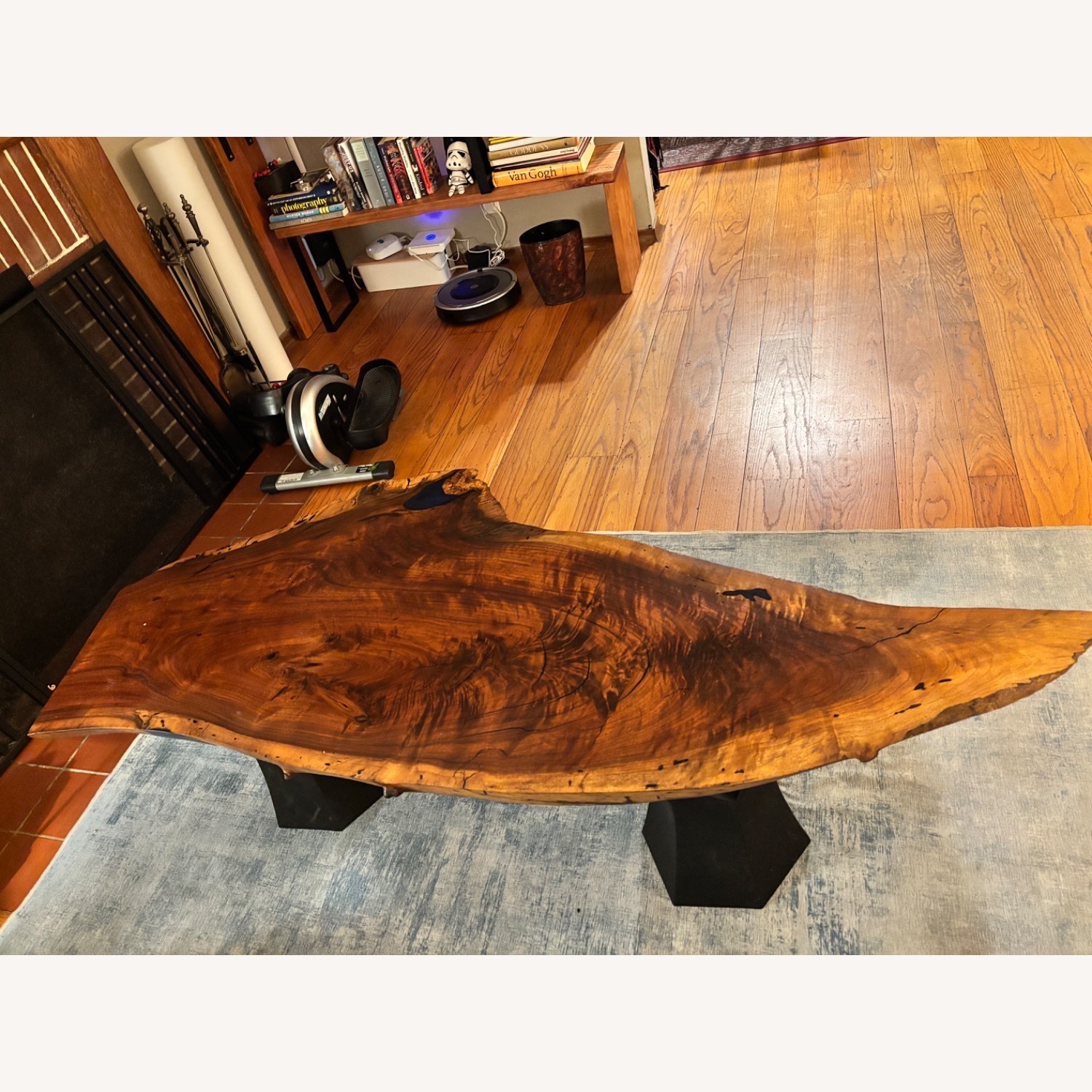 Custom Made Mango Wood Blue Epoxy Coffee Table - image-7
