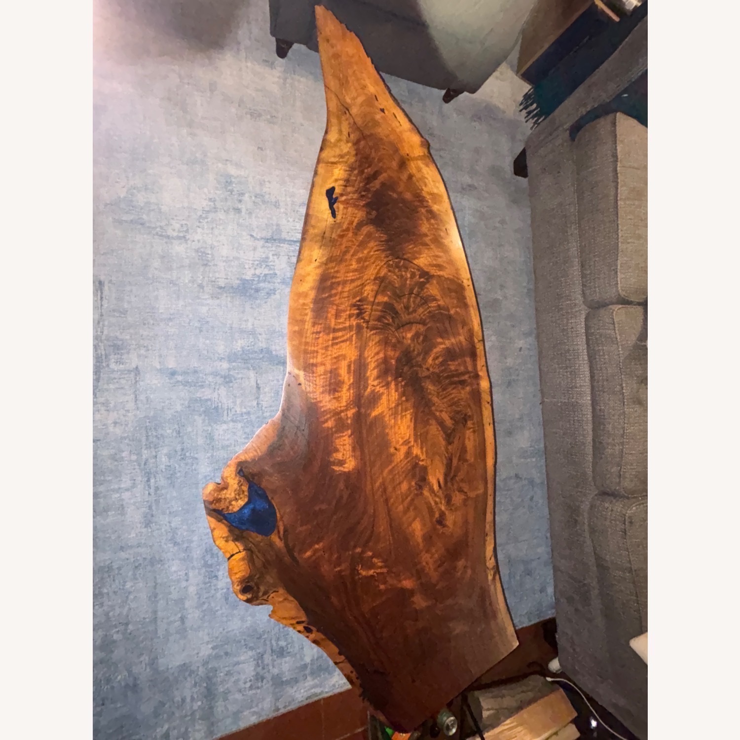 Custom Made Mango Wood Blue Epoxy Coffee Table - image-2