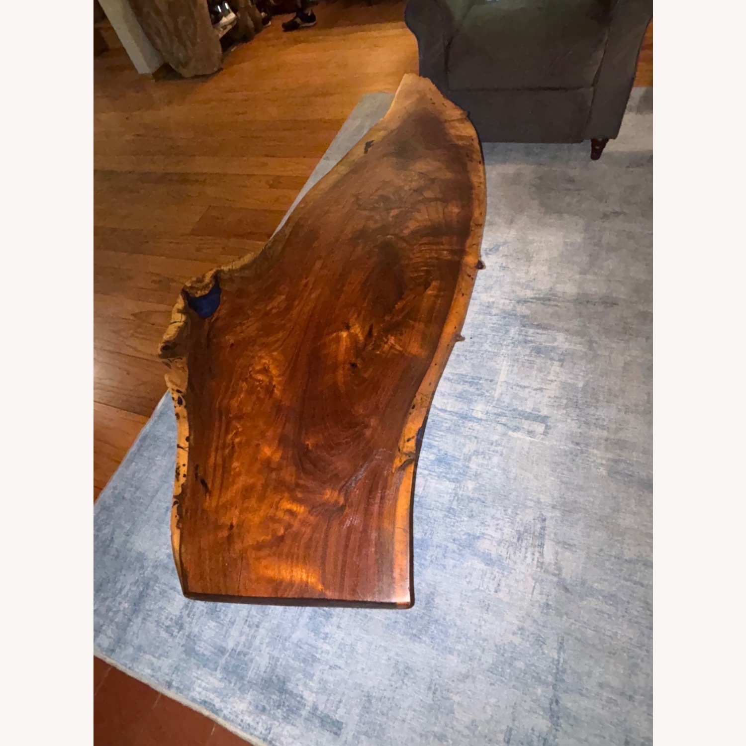 Custom Made Mango Wood Blue Epoxy Coffee Table - image-3