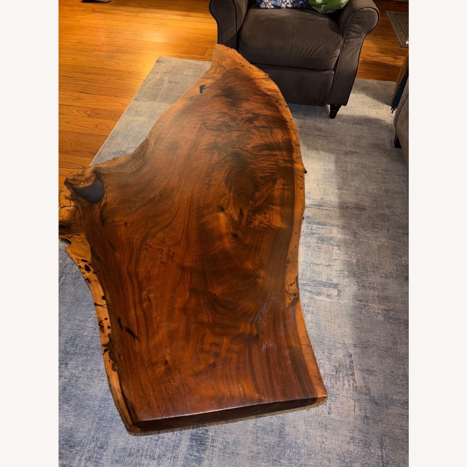 Custom Made Mango Wood Blue Epoxy Coffee Table - image-4