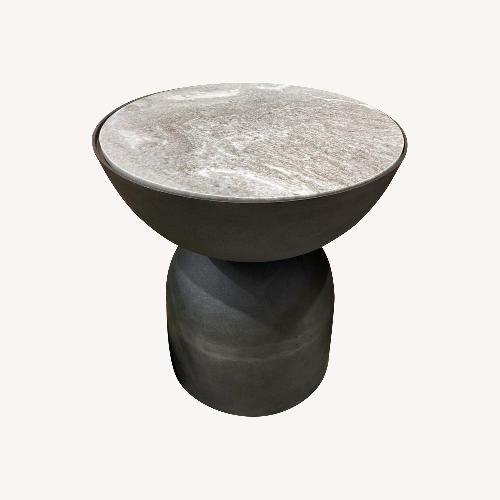 Used Four Hands Corbett River Grey Marble Side Table for sale on AptDeco