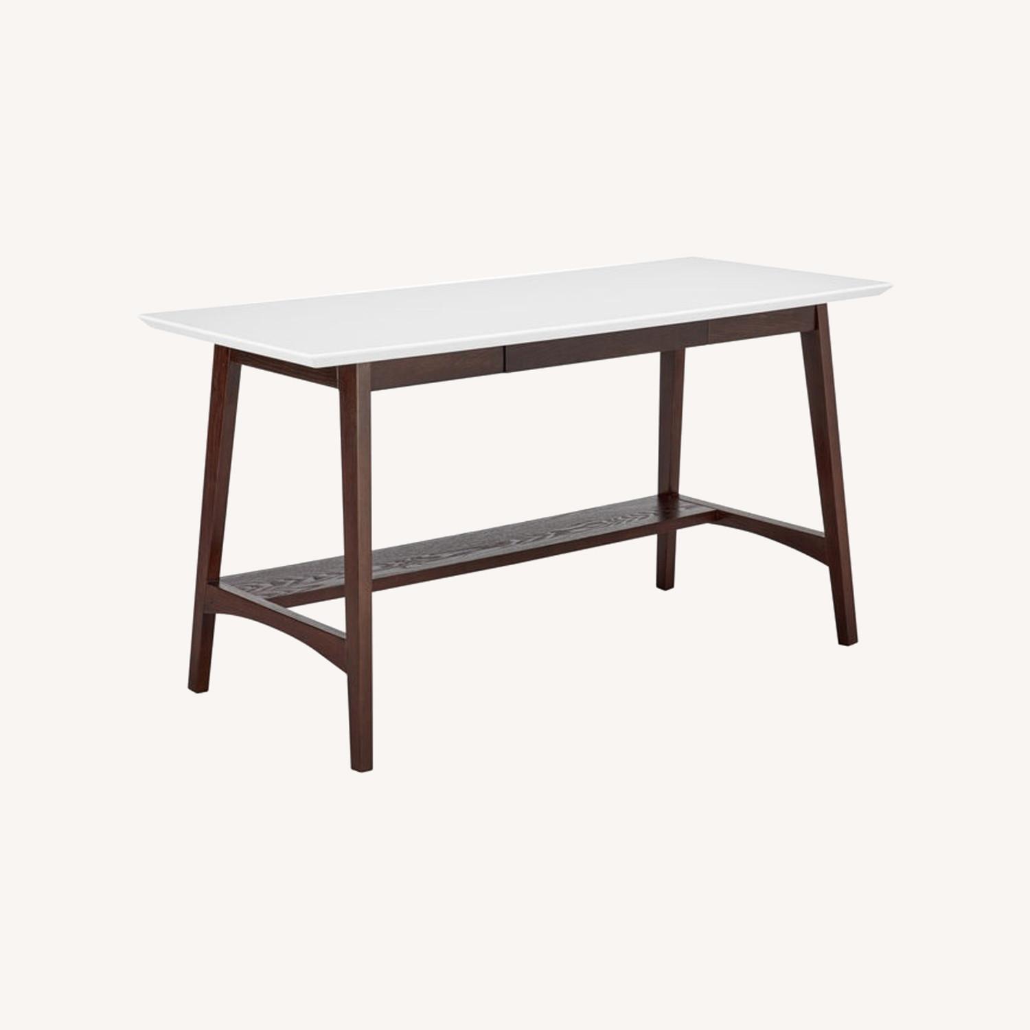 World Market Lloyd White And Walnut Brown Wood Desk with Storage - image-0