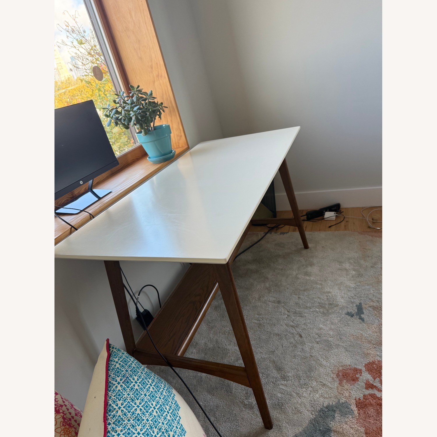 World Market Lloyd White And Walnut Brown Wood Desk with Storage - image-2