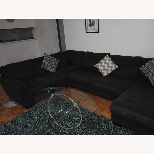 Used Costsco Black Fabric 3+ Piece Sectional for sale on AptDeco