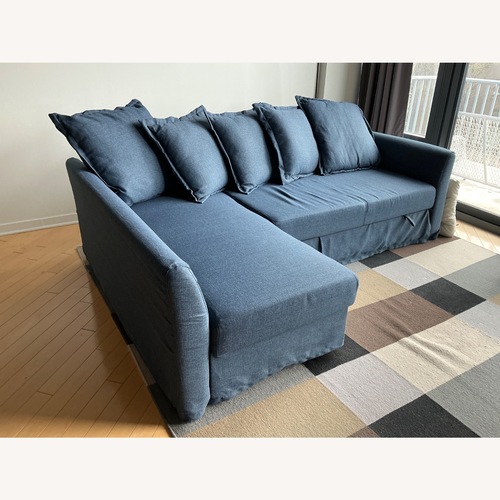 Used IKEA Holmsund Blue Fabric 3+ Piece Sectional for sale on AptDeco