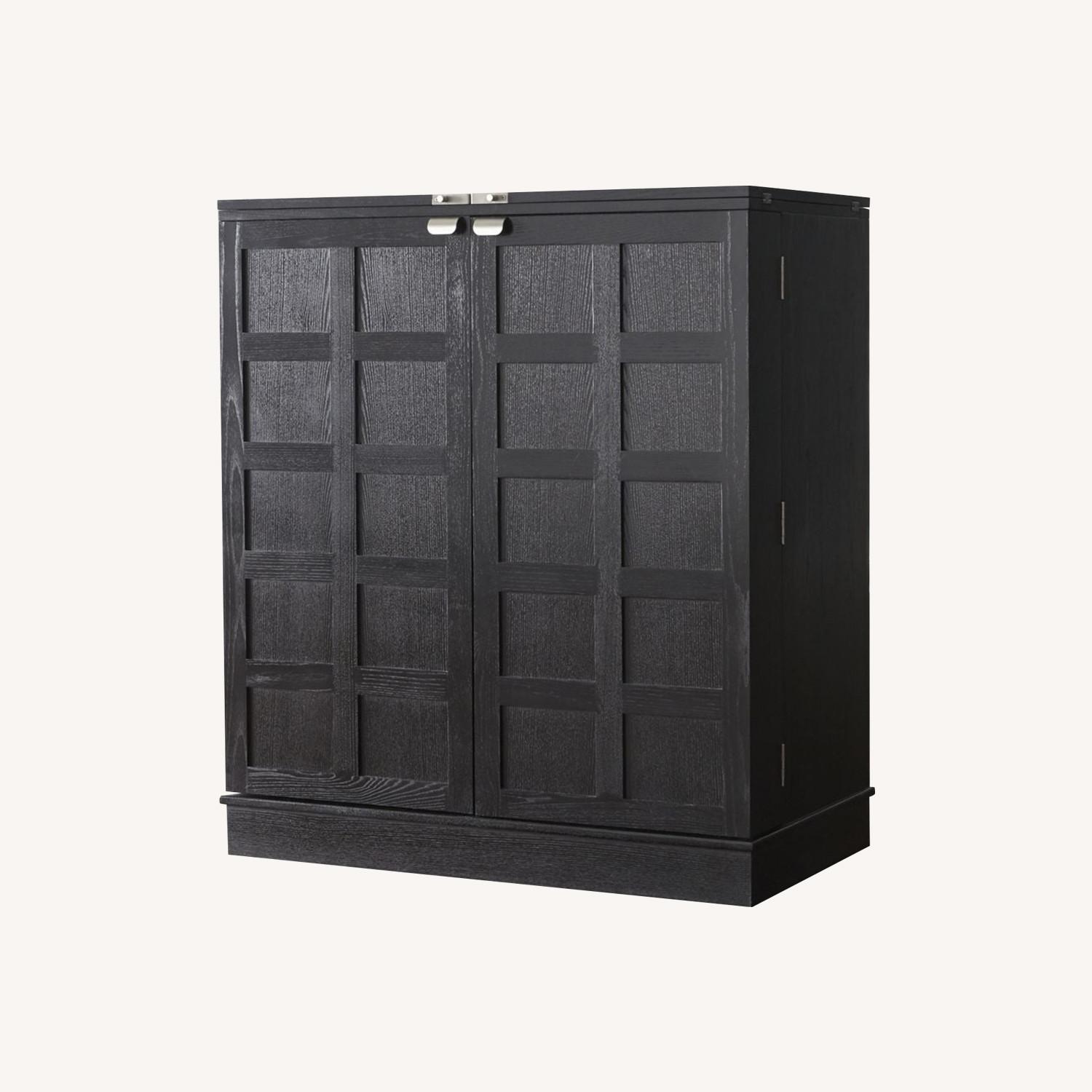 Crate & Barrel Steamer Black Maxine Bar Cabinet - image-0