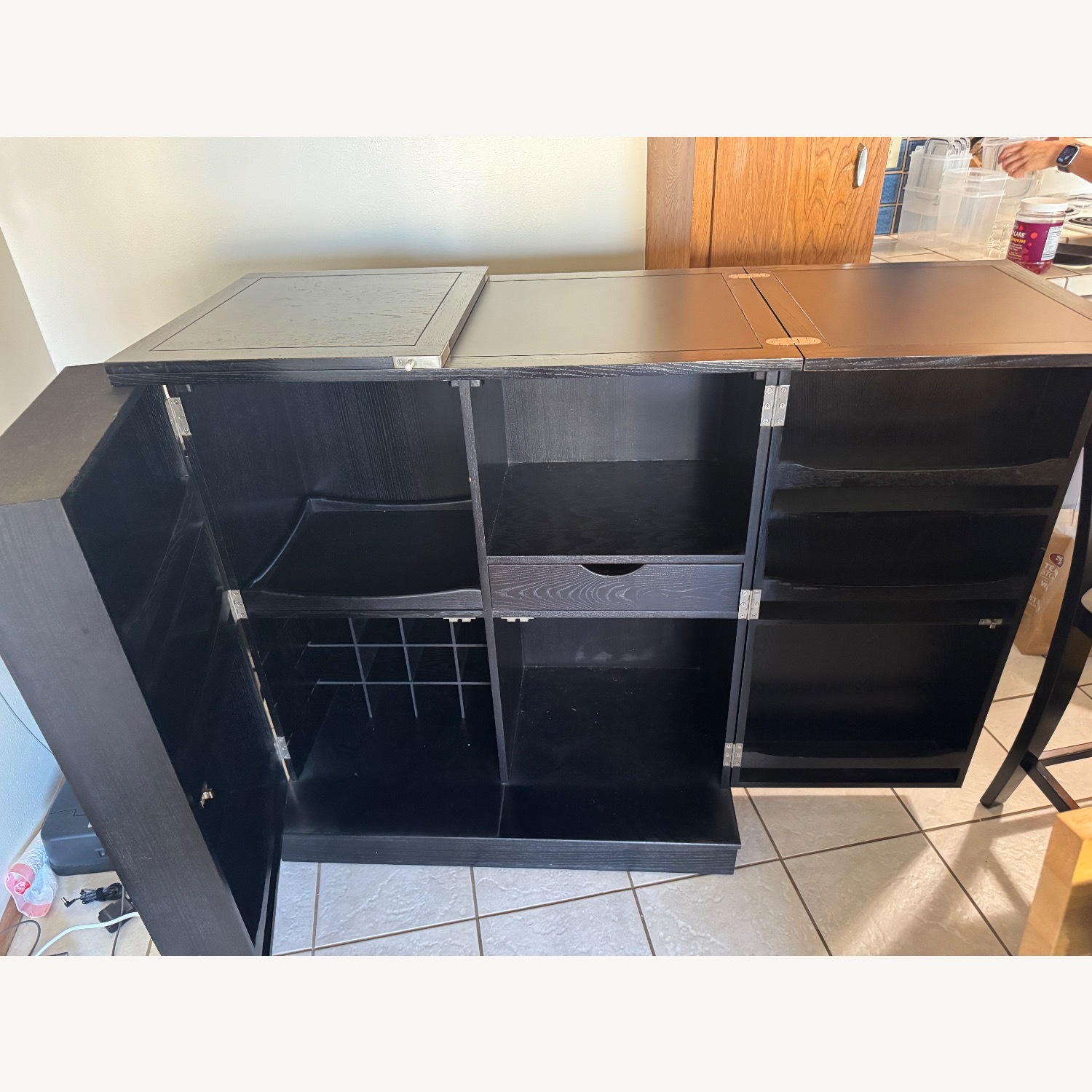 Crate & Barrel Steamer Black Maxine Bar Cabinet - image-6