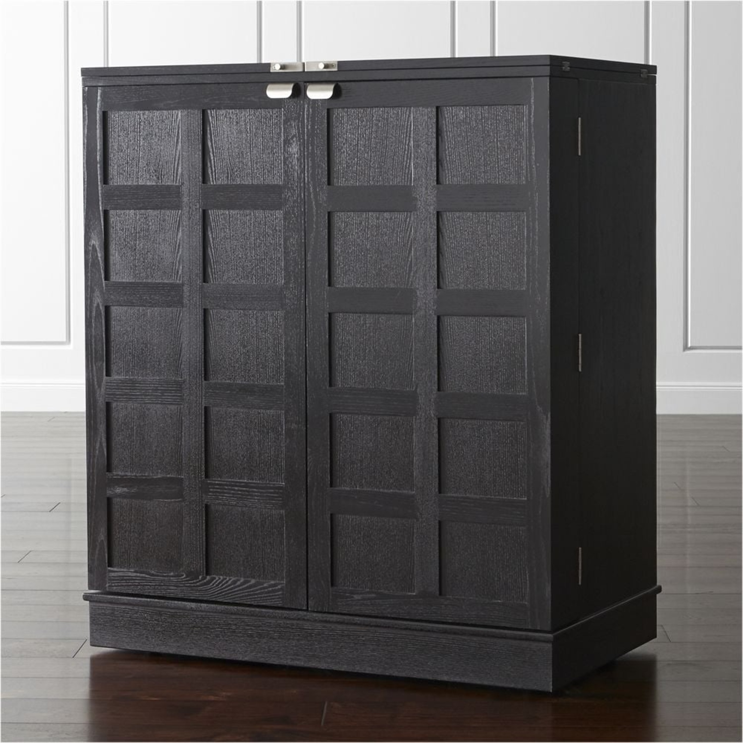 Crate & Barrel Steamer Black Maxine Bar Cabinet - image-7