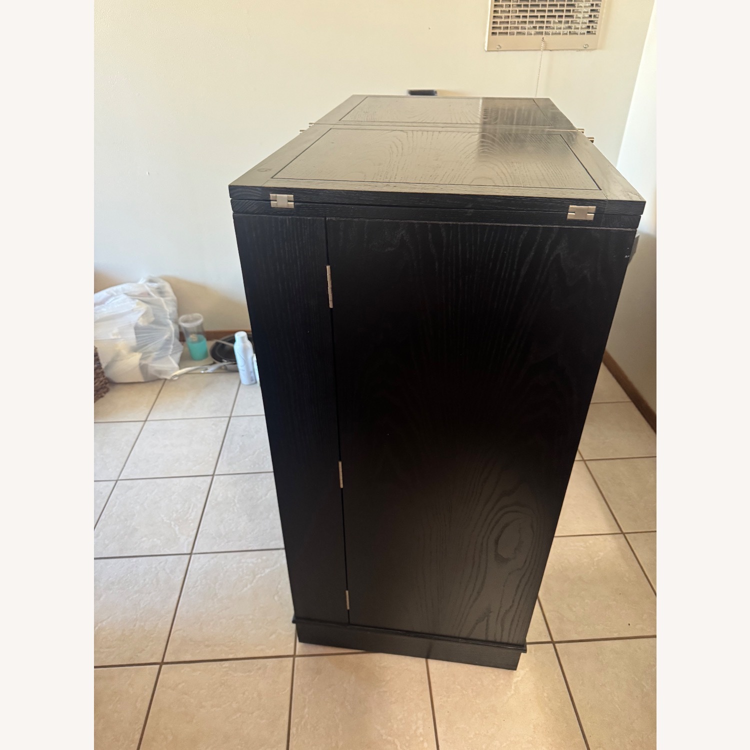 Crate & Barrel Steamer Black Maxine Bar Cabinet - image-3