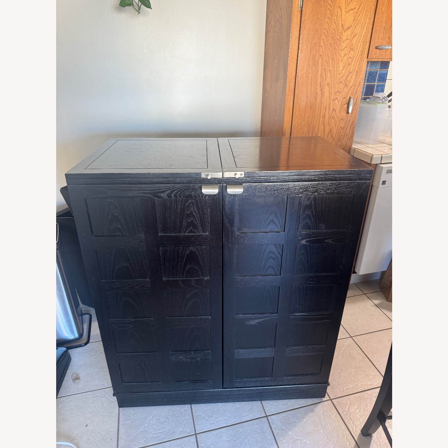 Crate & Barrel Steamer Black Maxine Bar Cabinet - image-1