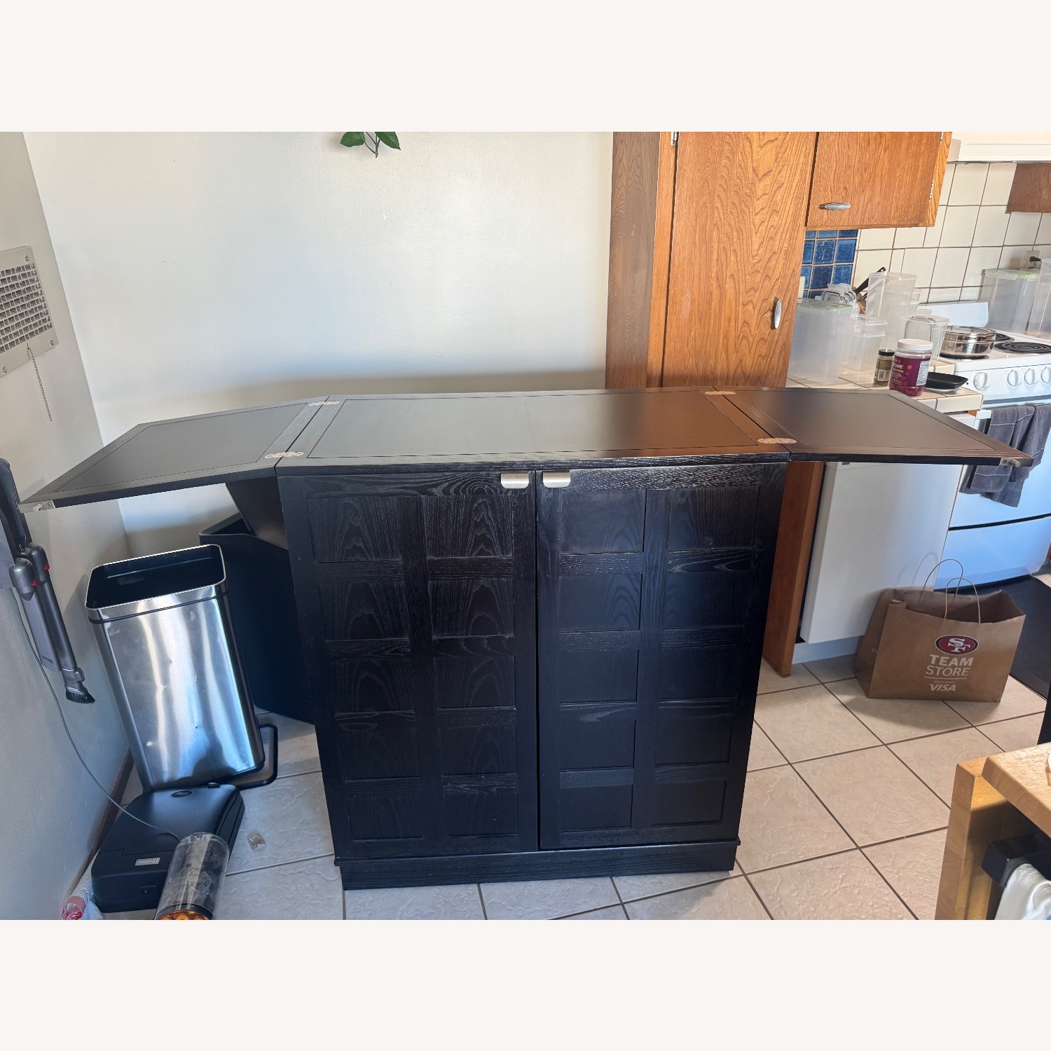 Crate & Barrel Steamer Black Maxine Bar Cabinet - image-5