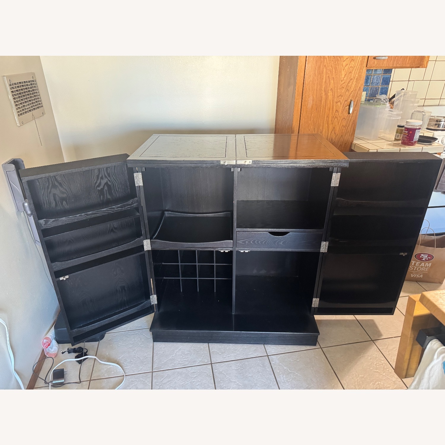 Crate & Barrel Steamer Black Maxine Bar Cabinet - image-2