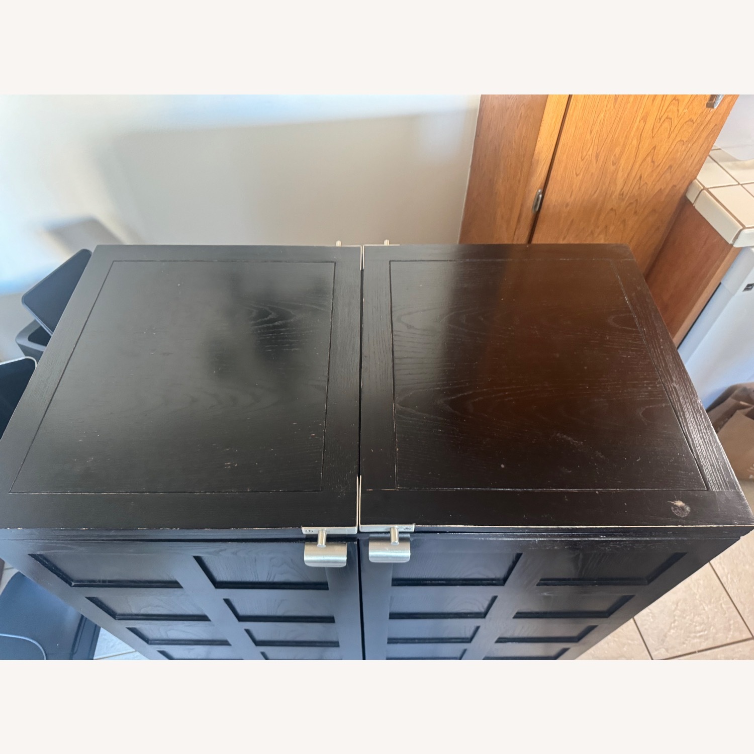 Crate & Barrel Steamer Black Maxine Bar Cabinet - image-4
