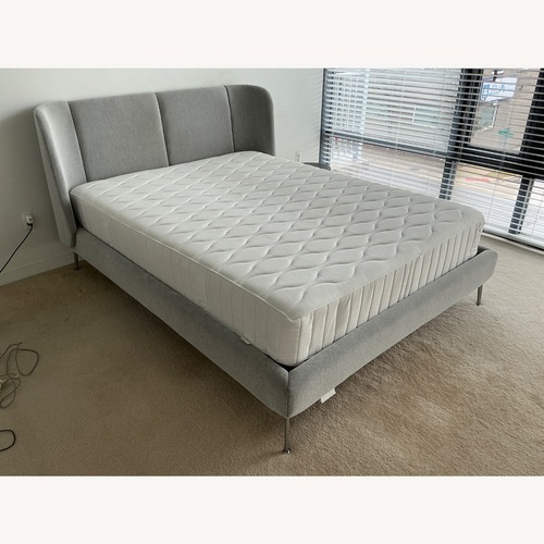 Used IKEA Tufjord Light Gray Fabric Queen Bed for sale on AptDeco