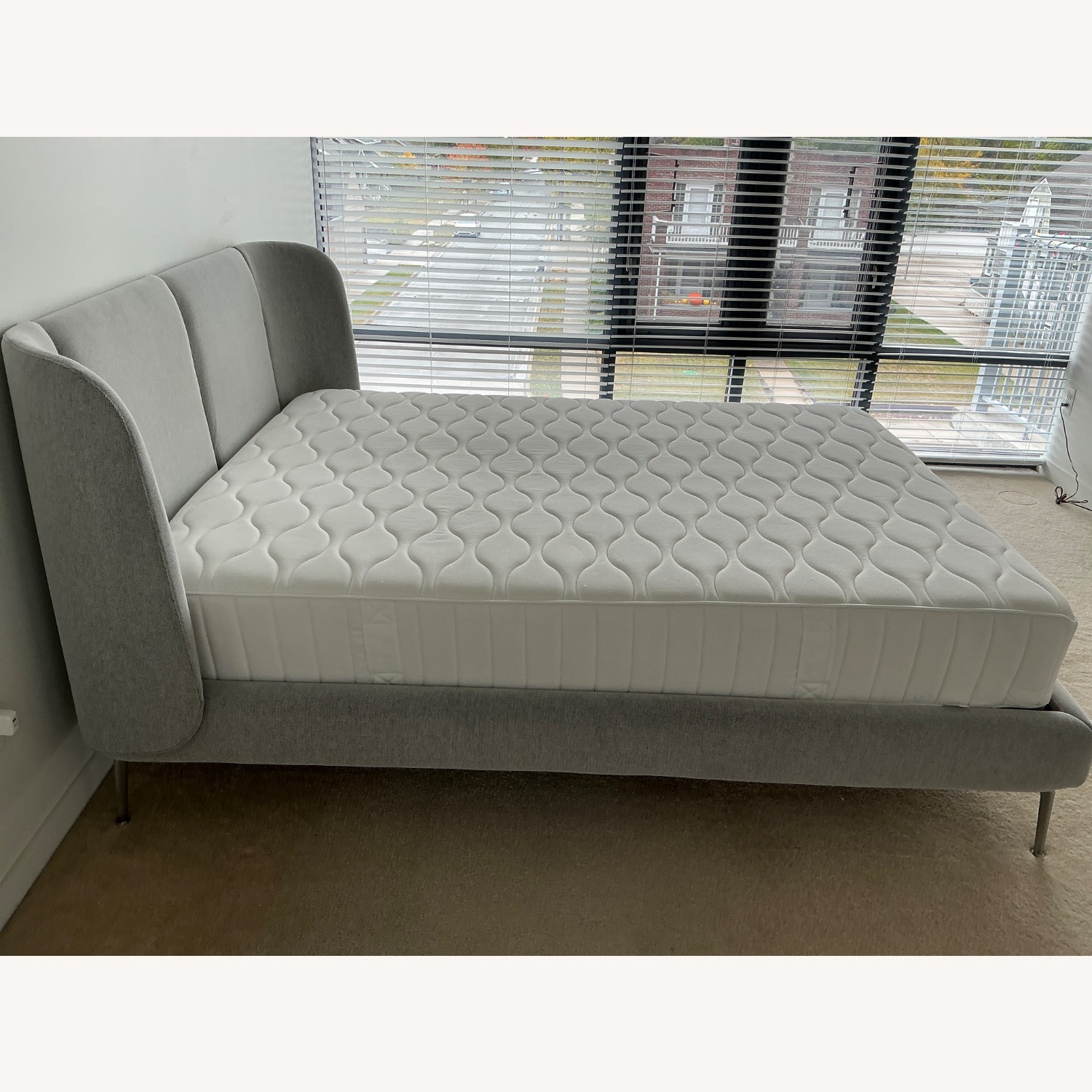 IKEA Tufjord Light Gray Fabric Queen Bed - image-3